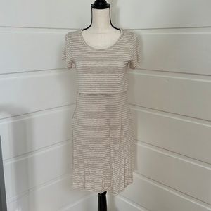 Eleanora Bamboo Maternity & Nursing Lounge Dress | Oatmeal Stripe - Small
